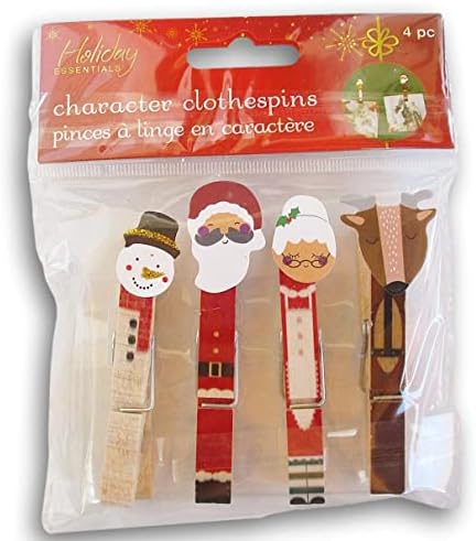 Prendedores de roupas decorativas de Natal - Papai Noel, Sra. Claus, boneco de neve e rena - para decoração, exibição de cartões e muito mais
