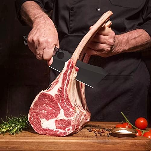 Cleaver de carne, faca de desossa de cuteira de carne preta de 10 polegadas, chef cortando um açougue, faca de cozinha afiada de