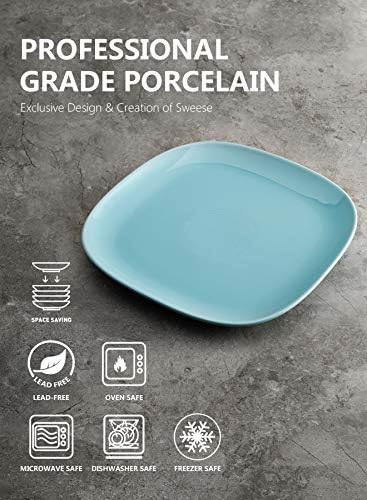 Placas de jantar de porcelana sweese - 10 polegadas - Conjunto de 6, Microondas Cerâmica Seguro de Cerâmica Moderna Dinina