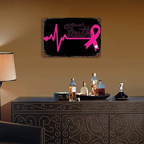 Faith Heartbeat Ribbon, Cancer de mama Metal Retro Pictures pendurados Imagem toda impressão Placa Placa de ferro