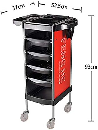 6 Tier Beauty Salon Rolling Lows, gavetas ABS e roda universal, capacidade de 20 kg, carrinho de utilidade vermelha com secador