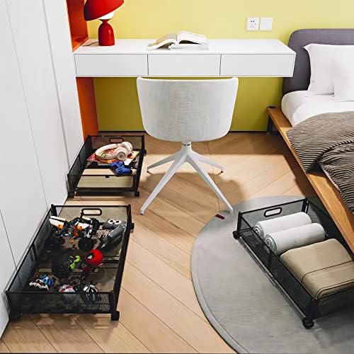 Sob recipientes de armazenamento de cama com rodas, organização de armazenamento de quarto dobrável Organizador de sapatos Rolling