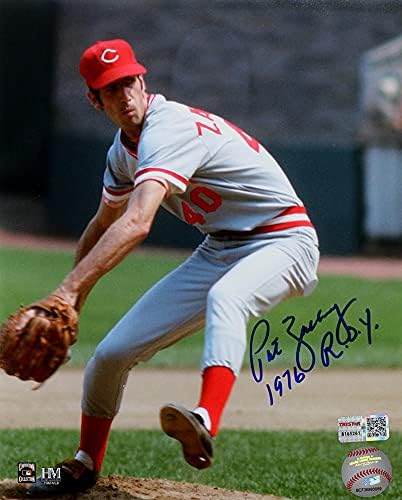 Pat Zachry assinou autógrafos Cincinnati Reds 8x10 foto inscrita 76 NL Roy Tristar