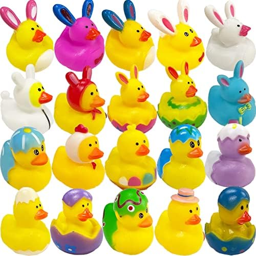 20pcs Toys de Páscoa de borracha de borracha, Bunny Duckies Bath Toys for Kids Fun Bath, Kids Bath Toys, Acessórios para