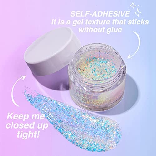 Gel de brilho do corpo dageda, face brilho de brilho de brilho de brilho de brilho marítimo, maquiagem holográfica de brilho fino extra gel de glitter fino para mulheres e raves festival 40ml