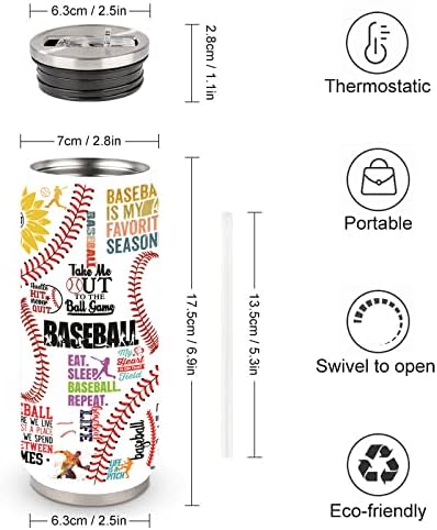 JDEIFKF Baseball Tumbler Cup Caneca de viagem com tampa, amante de beisebol Presentes de aniversário presentes de aço inoxidável