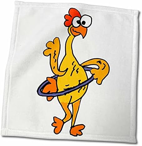3drose engraçado frango de borracha boba tocando desenho animado de hula hoop - toalhas