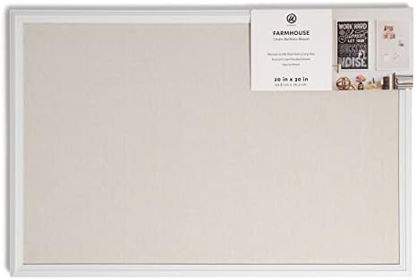 U Brands Farmhouse Linen Bulletin Board com quadro branco, material de escritório, natural, 20 ”x 30”