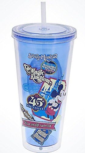 Disney Mickey Mouse Magic Kingdom 45th Anniversary Tumbler com palha e tampa