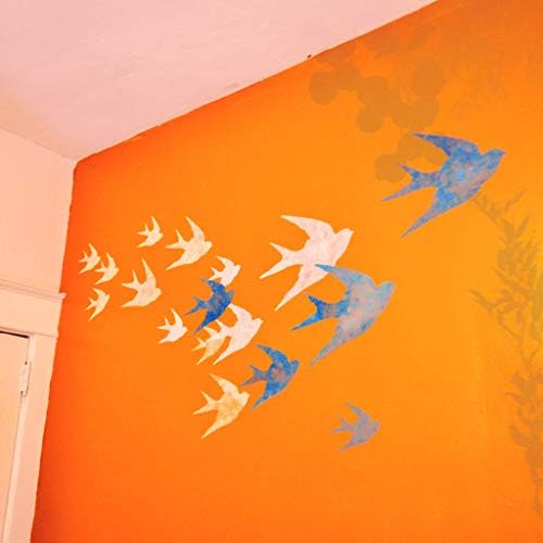 Swallow Bird Stencil - Modelo DIY Melhores estênceis de vinil grandes para pintar em madeira, tela, parede, etc. Multipack | Material de cor azul brilhante