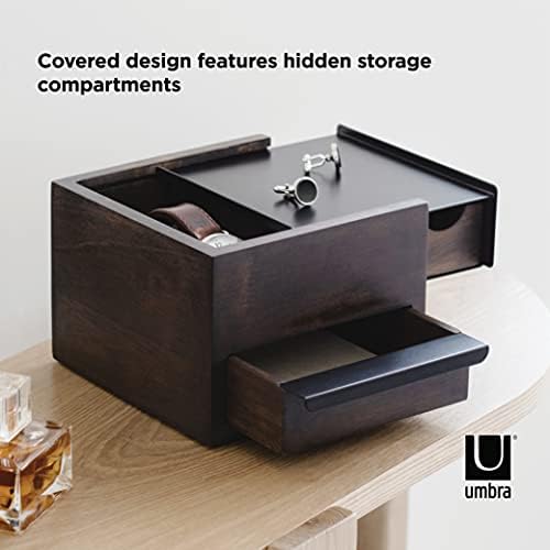 Umbra Mini Stowit Jewelry Box - Organizador de armazenamento de lembrança moderno com gavetas de compartimento oculto para