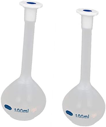 X-Dree 2pcs 100 ml de pescoço longo Plástico transparente Medição volumétrica Volumétrica à prova de calor para laboratório