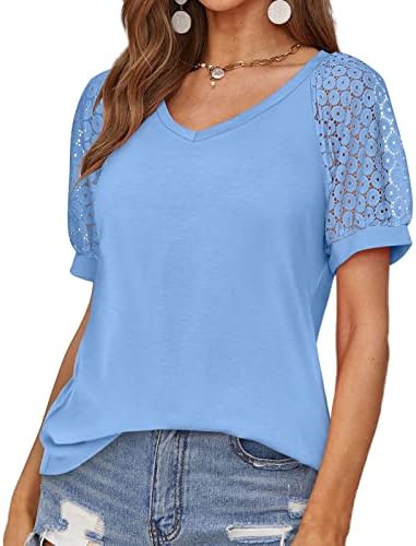 Tops femininos Casual Casual Blouse Blouse Solid Color Solid Vunic Tunic Tees fofo Lace Mes