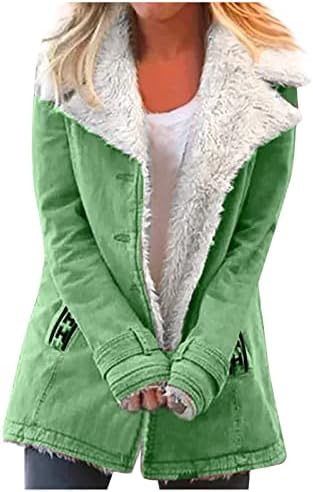 Auimank Winter Jacket for Women, mulheres de lã difusas de lã com bolsos com bolsos parka casacos de inverno botão