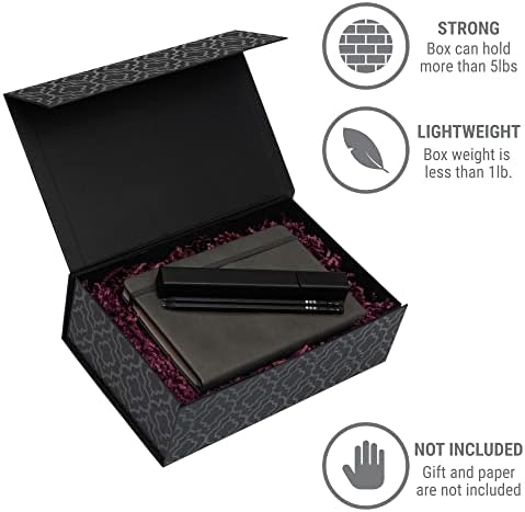 Caixa de presente magnética de Serarto com tampa | Caixa decorativa de linho preto de luxo para presentes, propostas, lembranças