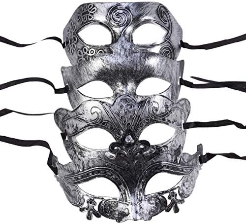PretyZoom 4pcs homens decoração acessórios adultos gras carnaval máscara romana mitológica antiga, máscaras, vestido de halloween