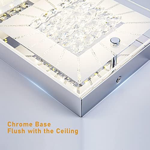 Auffel Modern Crystal Teto Light, luz de teto de Mini Flush de 11 polegadas, 4000k, 1320lm adequado para cozinha, armário, corredor, candelabro pequeno quadrado
