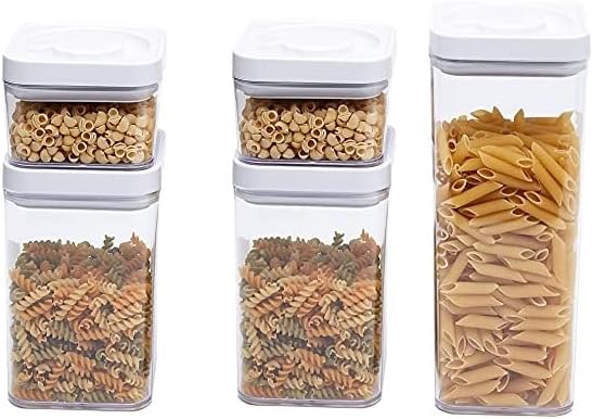 Basics Basics de 5 peças Aeronaves de alimentos SquoL Storage para organização de despensa de cozinha, BPA Plástico grátis