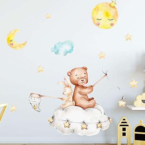 Decalques de parede de urso de pelúcia decorações de parede Diy Vinil Mural Arte para Bebê Birthday Stickers Berçário quarto