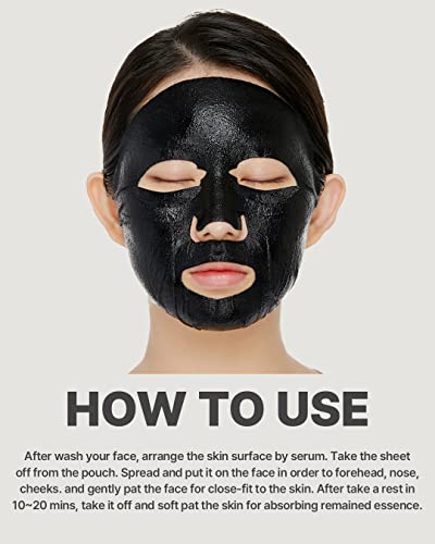 Máscara preta preta de carvão de bambu de bambu mediheal, máscara de folha facial de firmamento e nutrição com 10 tipos de