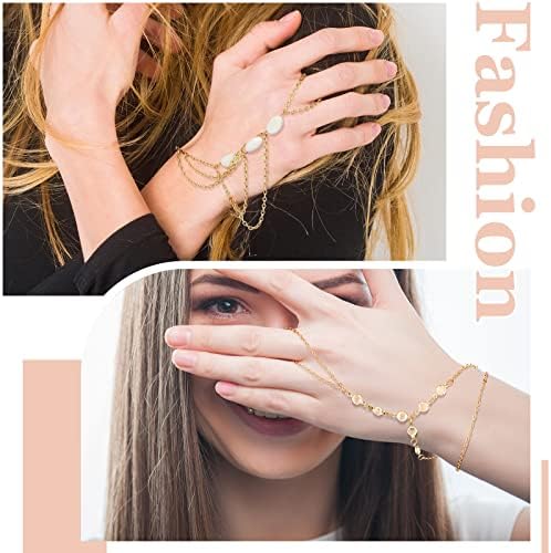 8 peças conjunto de correntes de corrente manual Bracelet Tassel Tassel Crystal Bracelet de joalheria boêmia para mulheres e meninas
