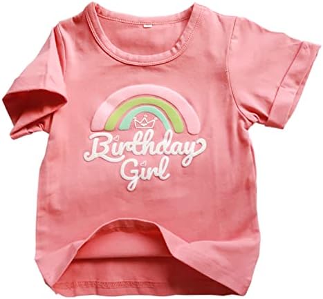 Camisa de menina de aniversário roupas arco -íris menina colorida camiseta camisa de aniversário menina primeiro 2º dois 3º 4º 5º 5º