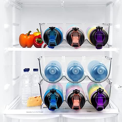 4 Pacote os suportes para organizadores de garrafas de água, organização da geladeira de cozinha e caixas de armazenamento, suportes