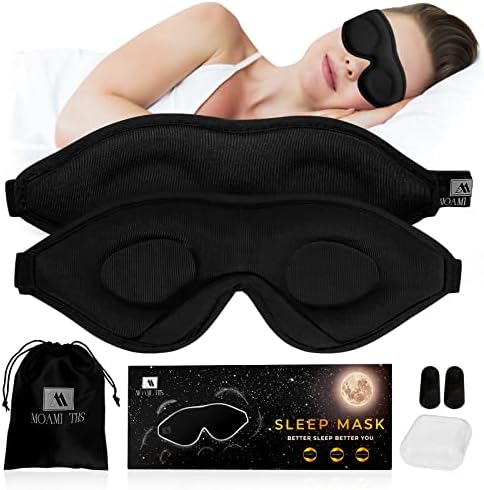 Haniya Sleep Eye Máscara para homens e mulheres, bloqueie a luz leve, máscara de sono noturno moldado côncavo, capa preta e confortável