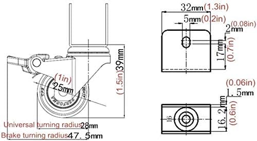 Rodas gmlsd-rodízios, 4pcsNoTerers 1 polegada de 25 mm rodas giratórias com suportes em U, roda giratória em movimento, rodas pequenas,