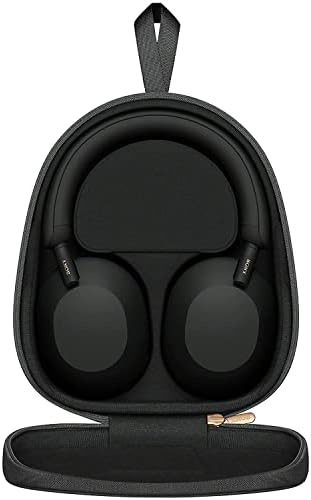 Sony WH-1000XM5 Wireless Industry líder de ruído cancelamento de fones de ouvido, pacote preto com barra de fone de ouvido de madeira deco e estojo de transporte de viagem protetora