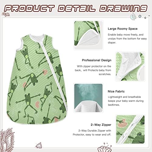Vvfelixl Unissex Funny Funny Frogs Saco de dormir de bebê verde, cobertor vestível de bebê, saco de sono para bebês,