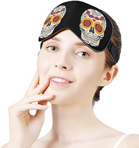 Funnystar Sugar Skull Soft Sleep Mask Eye Cober para a costas de Blocks Perfeitos leves com cinta ajustável