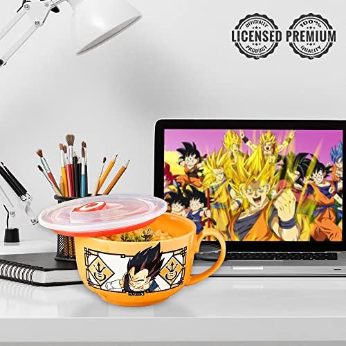 Just Funky Dragon Ball Z MUG com tampa –24 oz caneca de cerâmica e tigela de sopa -fã de Goku e Vegetaanime colecionável