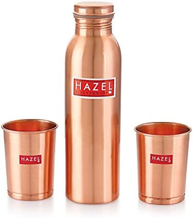 Hazel Copper 850 ml de garrafa de lacker e 2 pc 300 ml de conjunto de presentes de vidro