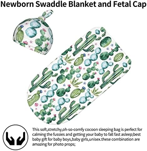 Cactus Baby Swaddle Blanket Baby Swaddle Wrap no recém -nascido Sacos de sono macio recebendo cobertores com chapéu