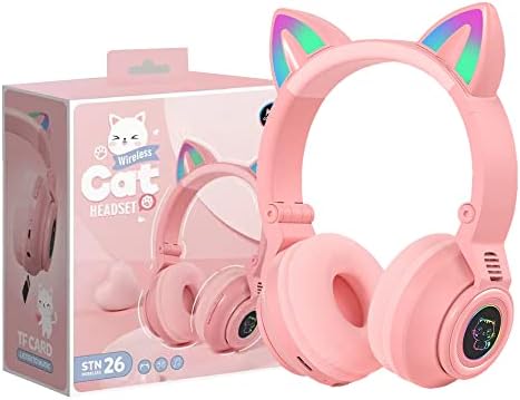Fones de ouvido Bluetooth do gato yusônico, fones de ouvido sem fio infantis para crianças para meninos Fire tablet/laptop/iPad/escola