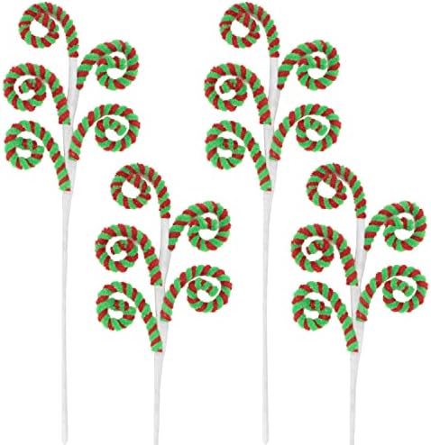 Picks de doces de Natal, 4 PCs 15,7 polegadas de Natal escolhas Curly Decorações de árvore de Natal Treça de Natal Topper Star Home