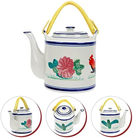 Conjunto de chá chinês Conjunto de chá chinês Conjuntos de chá em inglês Belém de cerâmica retro de grande capacidade: Pote de chá em cerâmica floresce