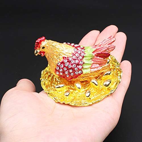 Hófeno Hatching Eggs Bejeweled Collectible Binket Box Box Box Chicken Coop Ring Ring Holder da mãe decoração de casa Ornamento