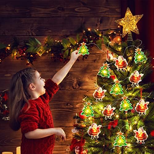 Luzes de decoração de árvores de Natal, árvore de Natal de 13,1 pés/luzes de corda em forma de Papai Noel, luzes de Natal operadas por