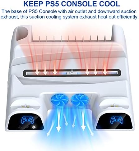 PS5 Stand com estação de refrigeração e carregador de controlador PlayStation 5 Dual Controller Charger Station para console