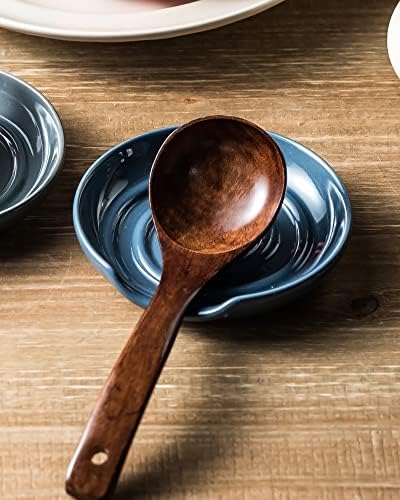 Lyeoboh Spoon Rest Spoler para o topo do fogão, 5 polegadas de apoio de colher de cerâmica para balcão de cozinha, colher de café Rest Spatula para colher, presentes de inauguração para casa para nova casa, azul
