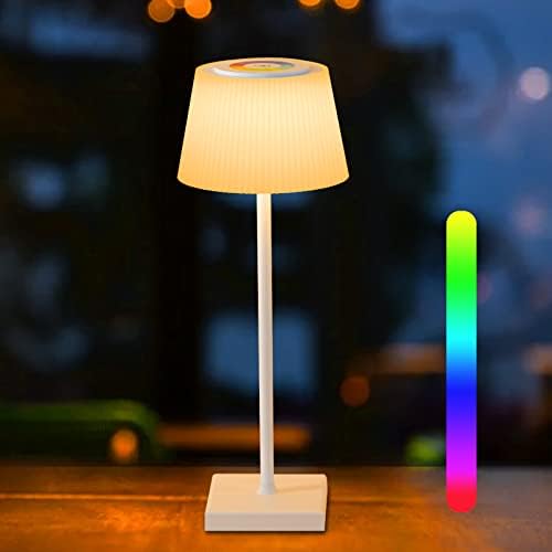 Fallvi Battery Table Lamp com RGB e 3 cores Toque em escurecimento de ritmo, design moderno portátil e sem fio e atmosfera recarregável