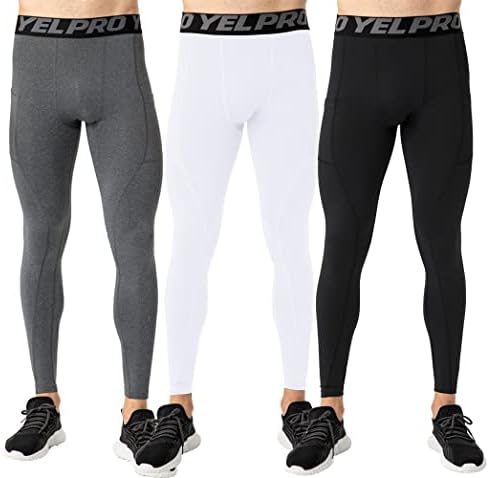 Calças de compressão yuerlian mass com leggings atléticos com bolsos que executam calças -calças de ciclismo de BaseLayer de