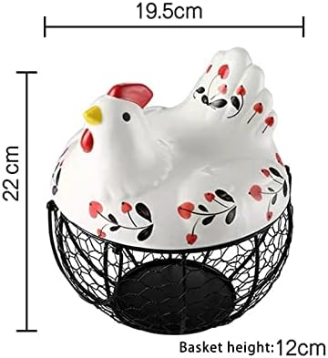 Eyhlkm Iron ovo de armazenamento cesta de lanches cesto de frutas cerâmica ornamentos de galinha acessórios de cozinha
