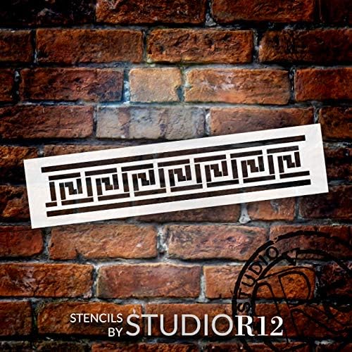 Chave grega Sandin Wall Tile Stêncil por Studior12 | DIY Backsplash Fronted Floor Home Decor | Craft & Paint Wood Sign | Modelo Mylar reutilizável | Selecione o tamanho