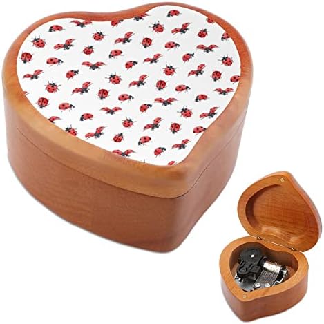 Caixa de música de madeira para aquarela Ladybug Wood Vintage Wind Up Musical Boxes Gift for Christmas Birthday Birthday Dia dos