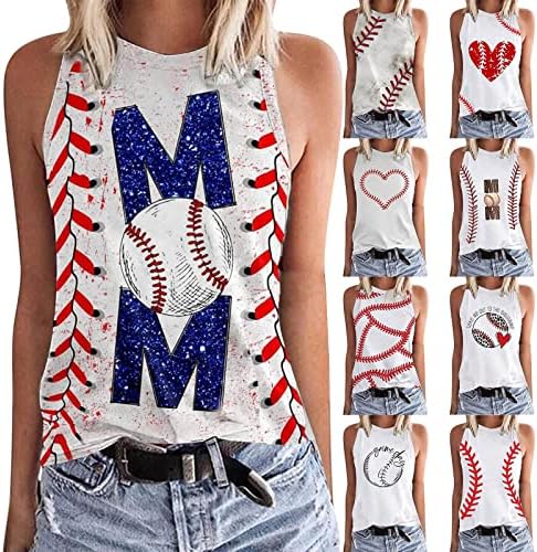 Tampas de beisebol de baiyositt para mulheres camisas sem mangas de verão coletas casuais coletes de moda coletes estampos de moda