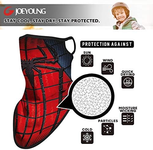 Joeyoung Kids Face Mask Bandanas com Gaiter de pescoço de loops de ouvido, idades de 4 a 13 meninos/meninas/crianças máscara para escola,