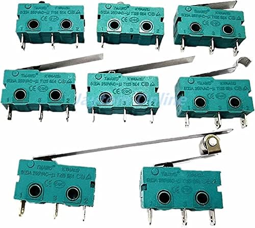 Gibolea Micro Switches 5pcs Micro interruptores de alavanca de alavanca de alavanca SPDT Snap Action 5A 250V KW4A NC-NO-C com Pulley 3pin 2pin Stroke Limit Switch